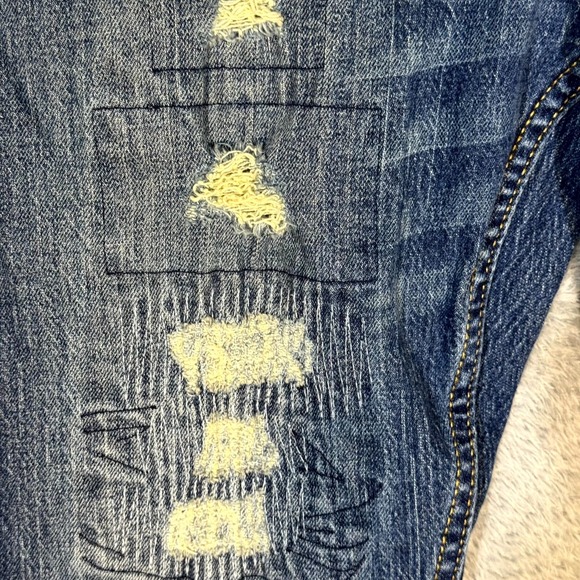 Levi's 501 Womens Jeans 16 Blue Denim Distressed Button-Fly Original Fit M1902 - Picture 3 of 12